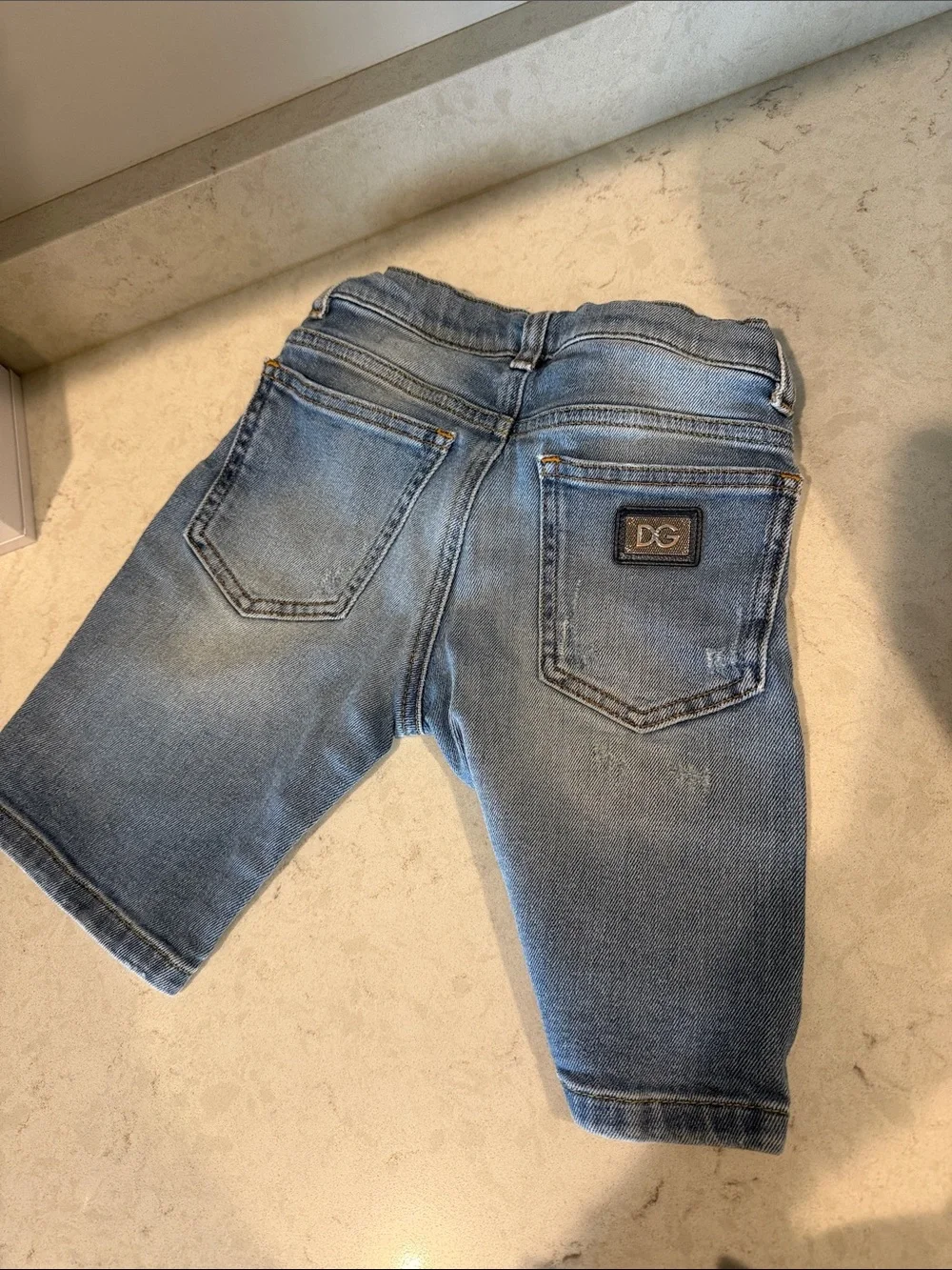 Dolce & Gabbana Light Blue Distressed Denim Kids Shorts